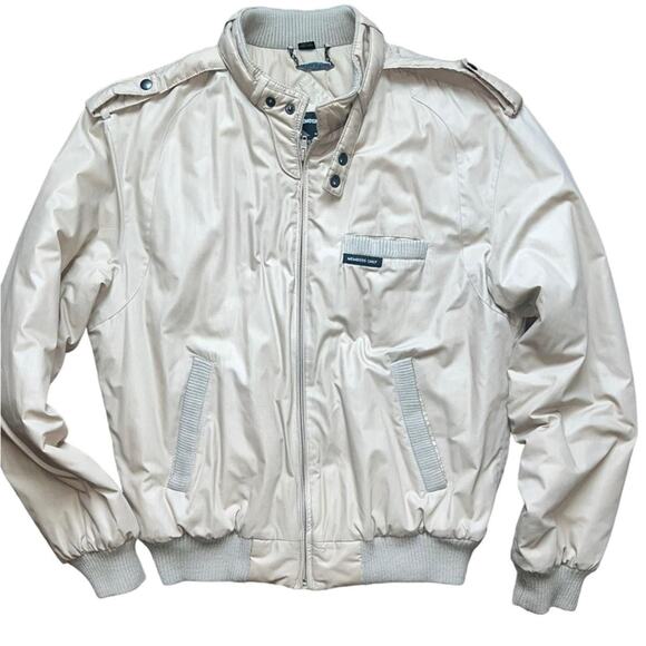 Members Only by Europe Vintage 80's Tan Bomber Jacket with Snap Collar Size 38 - Picture 1 of 8